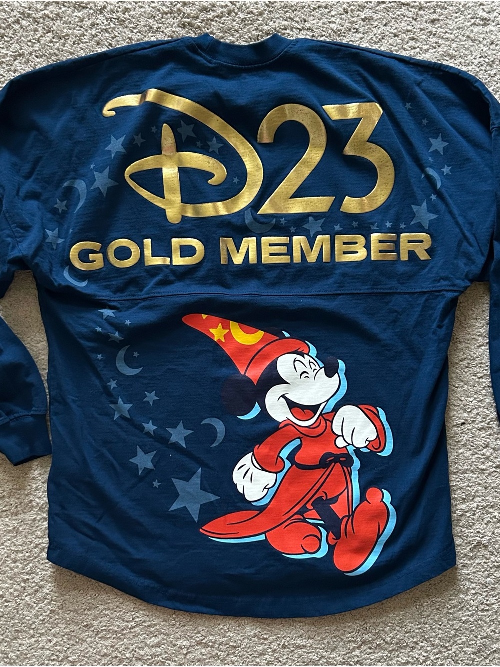 Disney D23 Gold Member Mickey Mouse Sorcerer Long Sleeve Spirit Jersey Small New